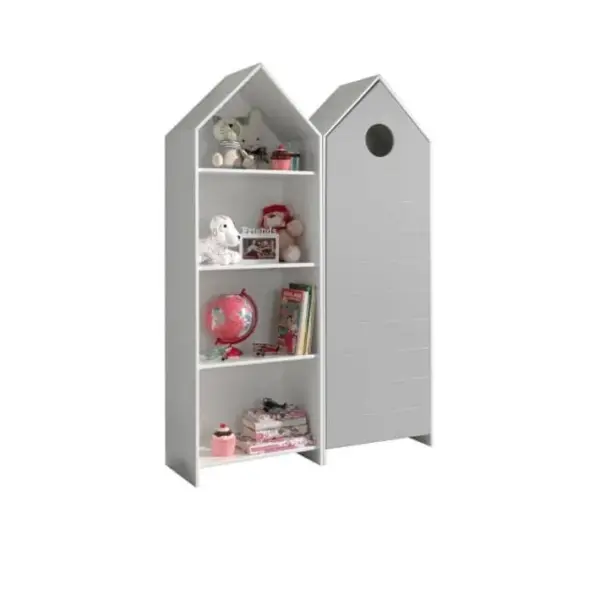 Pack - Étagère et Armoire 4 Niveaux casami 171cm Blanc et Gris