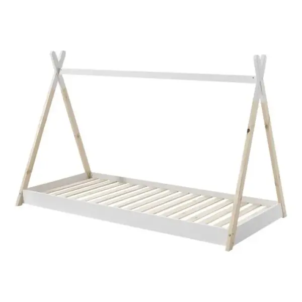 Pack - Lit Enfant et Tiroir tipi 90x200cm Blanc et Naturel