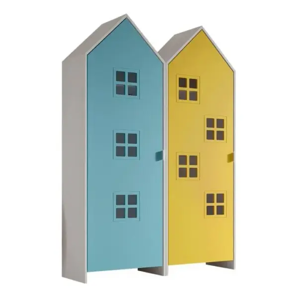 Pack - 2 Armoires Enfant casami Bruges 171cm Bleu et Jaune