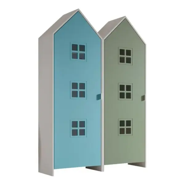 Pack - 2 Armoires Enfant casami Bruges 171cm Bleu et Vert