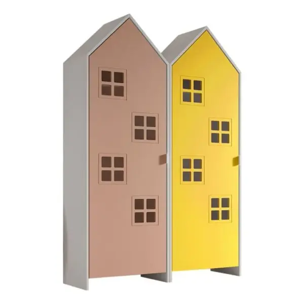 Pack - 2 Armoires Enfant casami Bruges 171cm Rose et Jaune