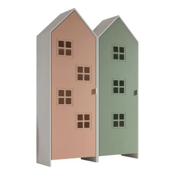 Pack - 2 Armoires Enfant casami Bruges 171cm Rose et Vert