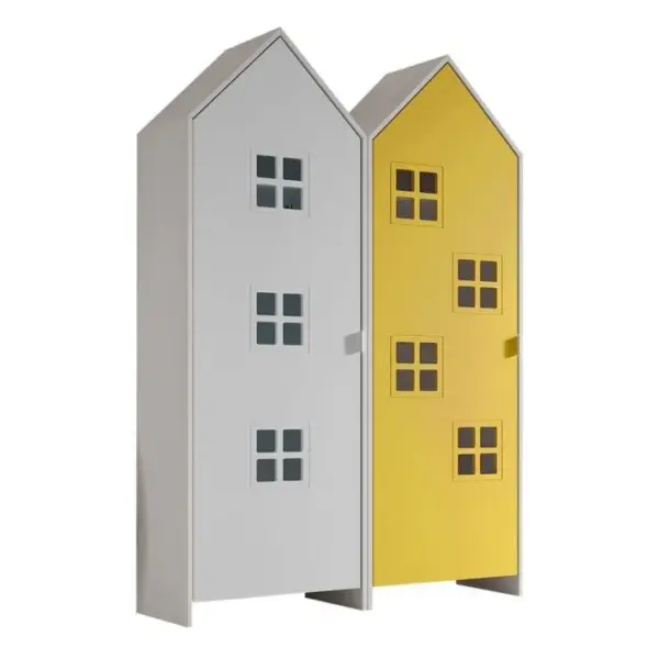 Pack - 2 Armoires Enfant casami Bruges 171cm Jaune et Blanc