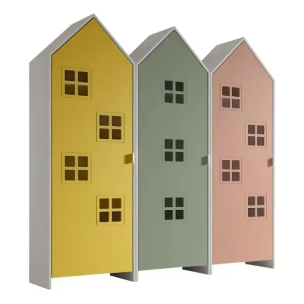 Pack - 3 Armoires Enfant casami Bruges 171cm Jaune, Vert et Rose