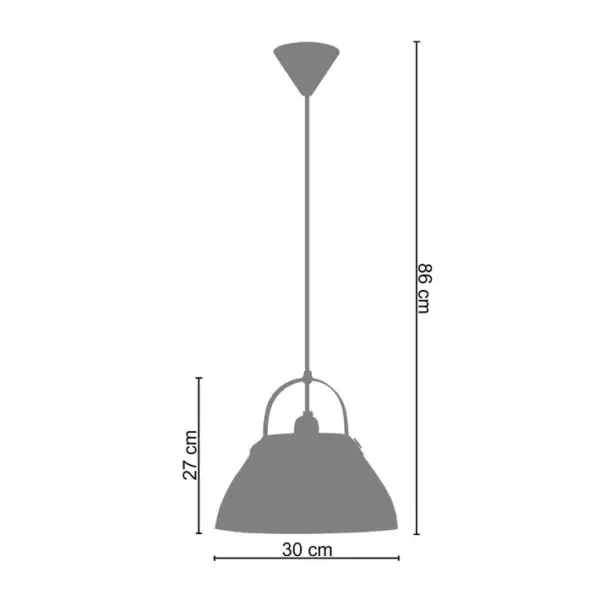 Suspension Tosel Cloche Barre Métal Dôme Noir D 30 X H 86 Cm