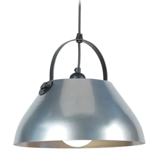 Suspension Tosel Cloche Barre Métal Dôme Noir D 30 X H 86 Cm