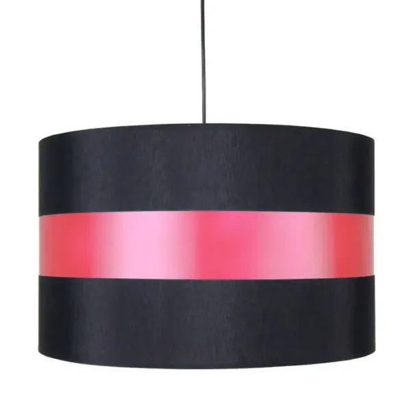 Suspension Tosel Britânia Tissu Cylindre Noir Violet D 40 X H 85 Cm