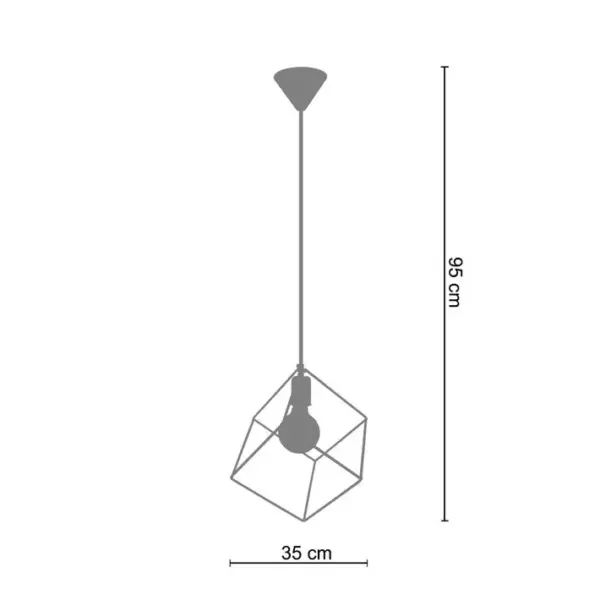 Suspension Tosel Square Métal Carré Rose Noir D 35 X H 95 Cm