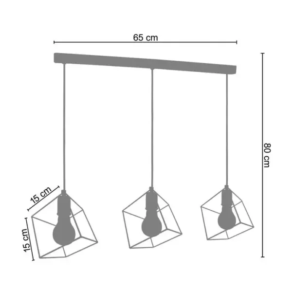 Suspension Tosel Square Métal Bar Rose D 80 X H 80 Cm