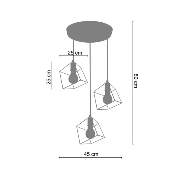 Suspension Tosel Square Métal Grappe Marron D 80 X H 80 Cm