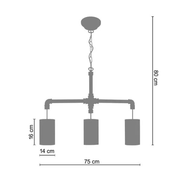 Lustre Tosel Hydraulik B Plastique Poutre Velouté D 75 X H 80 Cm