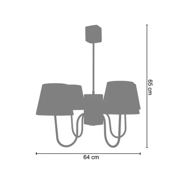 Suspension Tosel Tacks Lustre Tissu Grappe Grisé D 64 X H 65 Cm