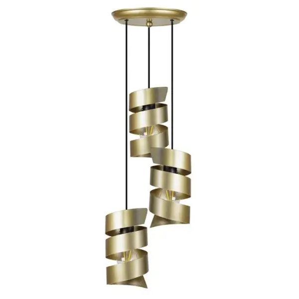 Suspension Tosel Tortillon Métal Grappe Doré D 25 X H 80 Cm