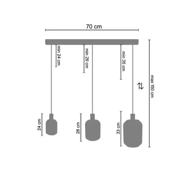 Suspension Tosel Svalbard Smb Verre Bar Doré D 60 X H 100 Cm