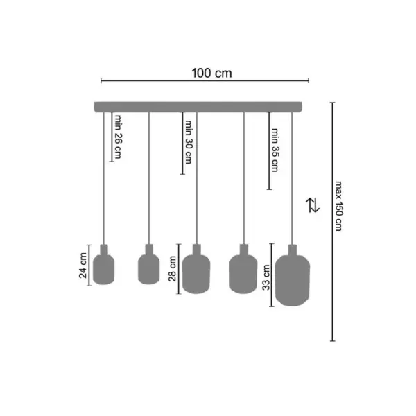 Suspension Tosel Svalbard Smb Verre Bar Violet D 60 X H 100 Cm