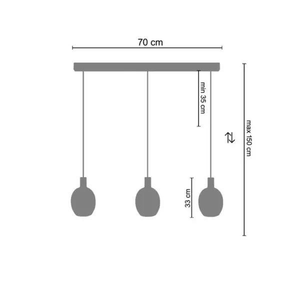 Suspension Tosel Vingolf Verre Bar Ivoire D 60 X H 100 Cm