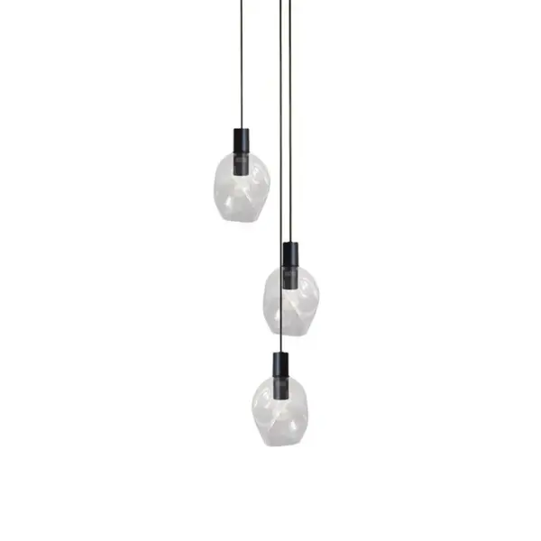 Suspension Tosel Vingolf Verre Grappe Noiré D 40 X H 100 Cm