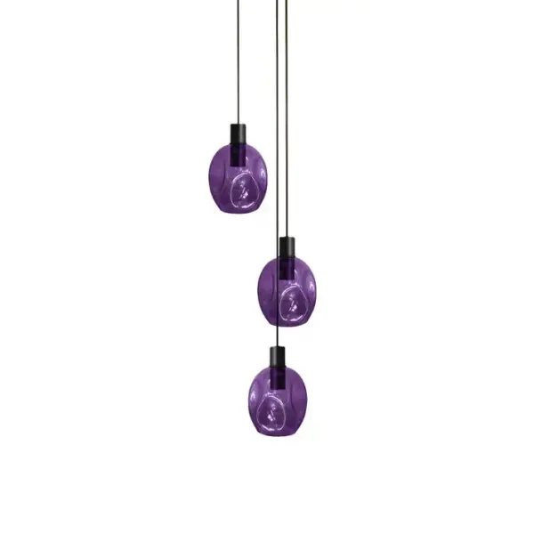 Suspension Tosel Vingolf Verre Grappe Noir Violet D 60 X H 100 Cm