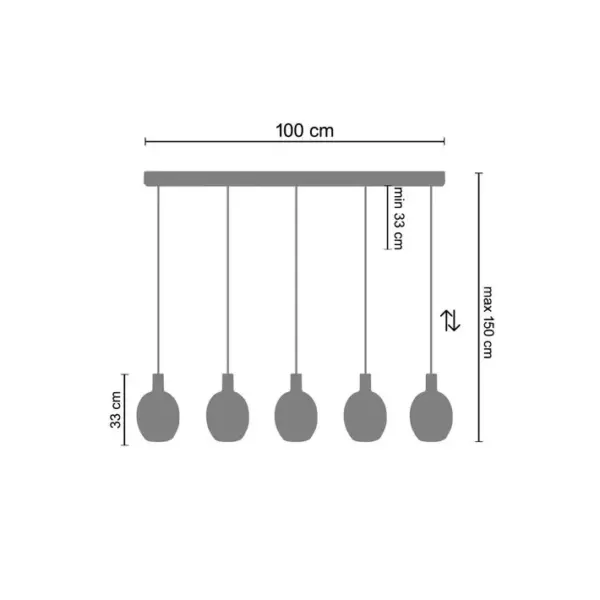 Suspension Tosel Vingolf Verre Bar Gris D 60 X H 100 Cm