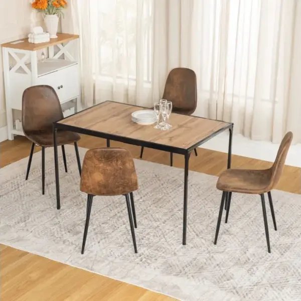 Ensemble De Table Et 4 Chaises Style Industriel Effet Bois