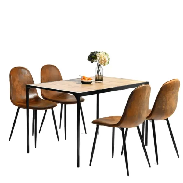 Ensemble De Table Et 4 Chaises Style Industriel Effet Bois