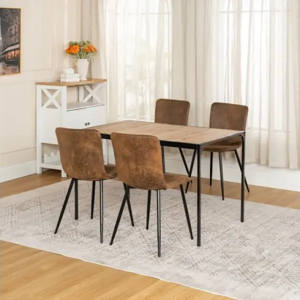 Ensemble De Table Et 4 Chaises Style Industriel Effet Bois