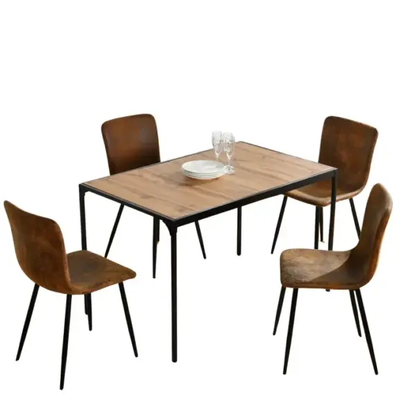 Ensemble De Table Et 4 Chaises Style Industriel Effet Bois