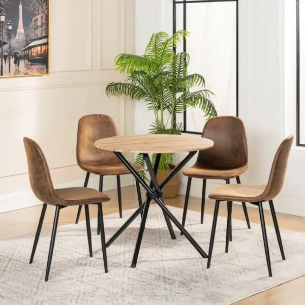 Ensemble De Table Et 4 Chaises Style Industriel Effet Bois