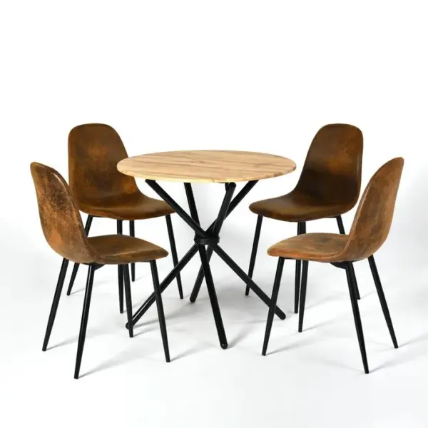 Ensemble De Table Et 4 Chaises Style Industriel Effet Bois