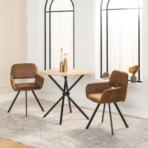 Ensemble De Table Et 2 Chaises Style Industriel Effet Bois