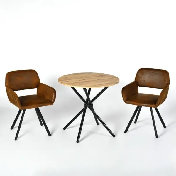 Ensemble De Table Et 2 Chaises Style Industriel Effet Bois