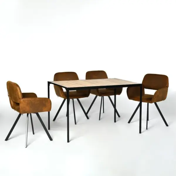 Ensemble De Table Et 4 Chaises Style Industriel Effet Bois