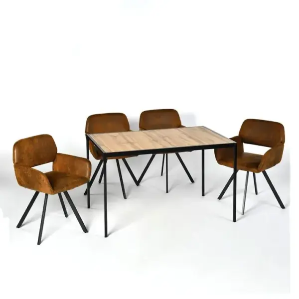 Ensemble De Table Et 4 Chaises Style Industriel Effet Bois