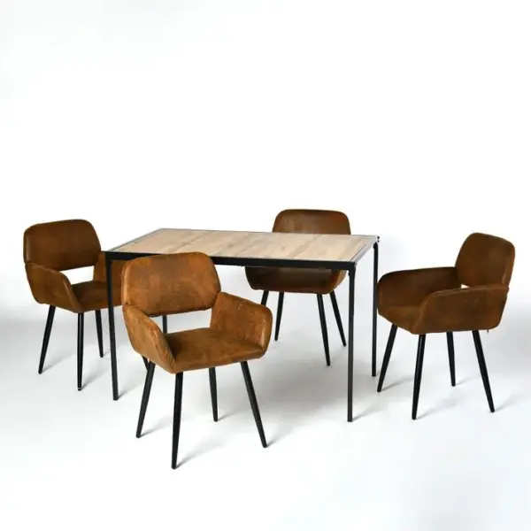 Ensemble De Table Et 4 Chaises Style Industriel Effet Bois