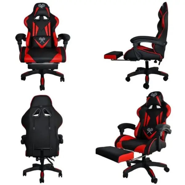 Fauteuil De Bureau Siège Gaming Dossier Inclinable Avec Repose-pieds Rouge