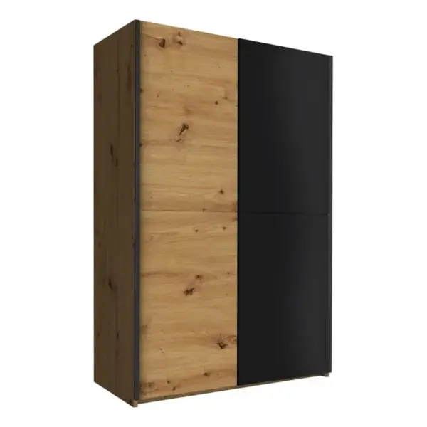 Armoire 2 portes coulissantes L.125 cm FAST imitation chêne artisan/ noir