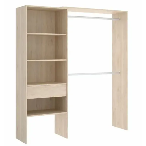 Armoire Placard Extensible Coloris Naturel - Longueur 110-160 X Hauteur 187 X Profondeur 40 Cm