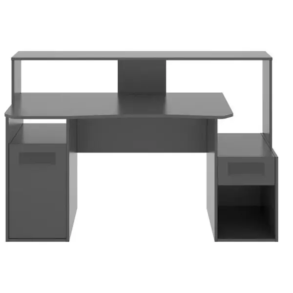 Bureau Gaming Table De Jeu Coloris graphite - l. 153,5 x P. 62-68.5 x H. 84.2-97 cm