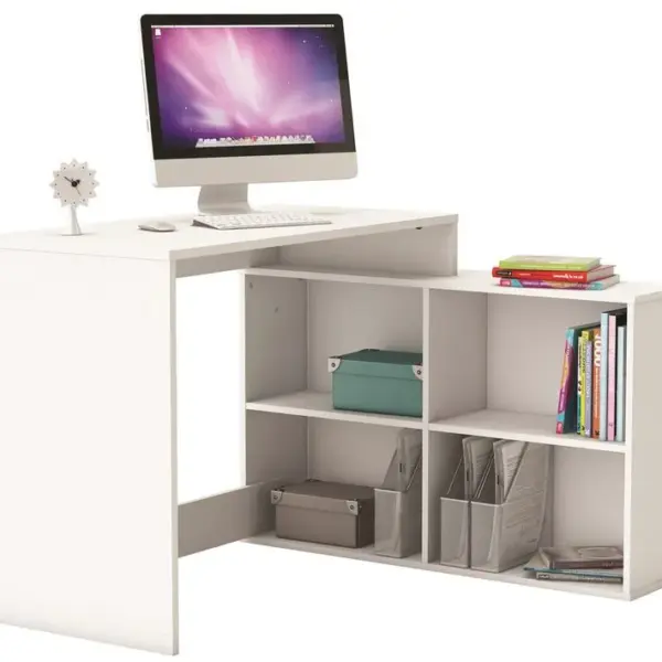 Bureau Dangle En Panneau De Particules, Blanc Mat - Dim : 111,9 X 76,7 X 100,7 Cm