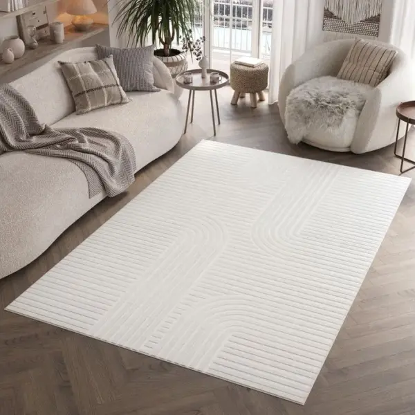 Hygge Moderne Crème Blanc Géométrique 3d Oeko-tex 140x200cm