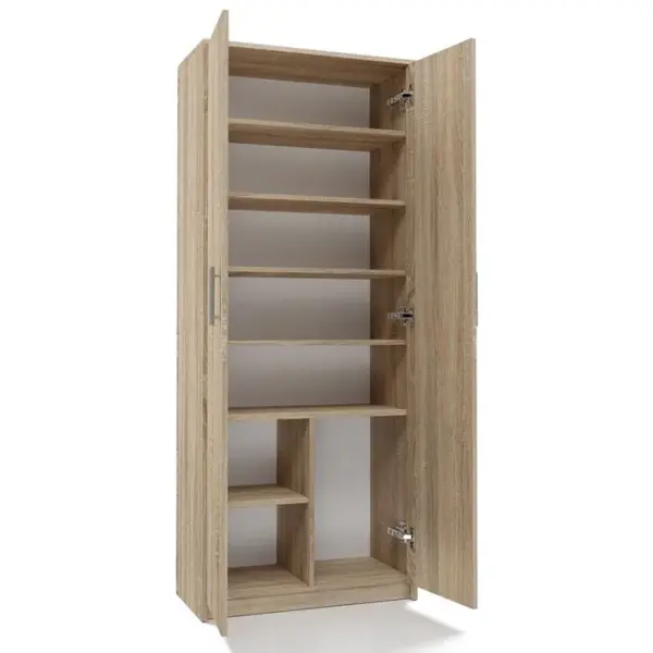 Parla Armoire Moderne 6 Étagères 180x74x35cm Meuble De Rangement Armoire Bureau Sonoma