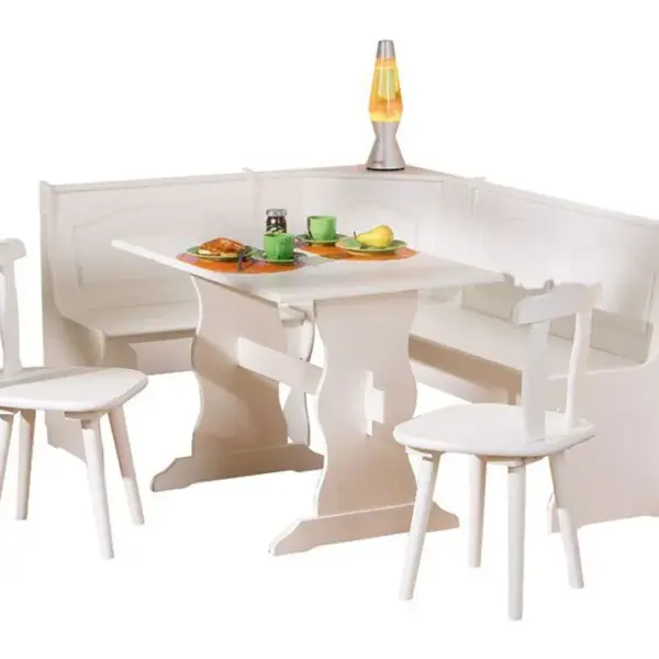 Coin Repas En Bois Massif Blanc, Dim : 50 X 172 X 87 Cm