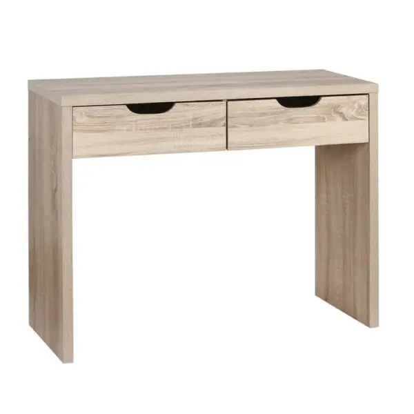 Console 2 Tiroirs Andy Couleur Bois Naturel Chêne Clair, H89 X P39 X L100 Cm