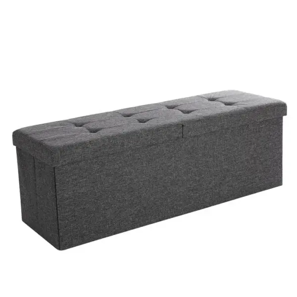 Pouf, Banc de rangement, Bout De Lit, Coffre De Rangement 120l, Banquette Grise Foncé