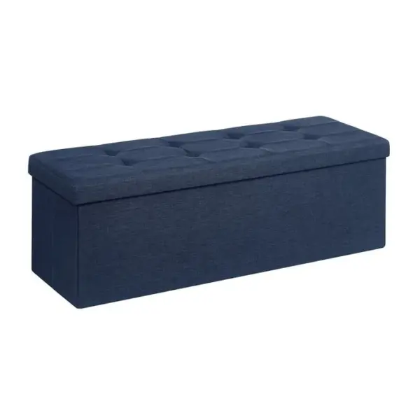 Bout De Lit Pliable,banc De Rangement,avec Couvercle,bleu Foncé