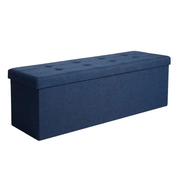 Bout De Lit Pliable,banc De Rangement,avec Couvercle,bleu Foncé