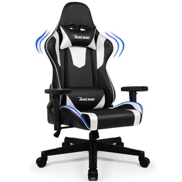 Chaise Gaming Inclinable à 165° Accoudoirs Réglables 56CM Assise Charge 150kG en Simili et Acier