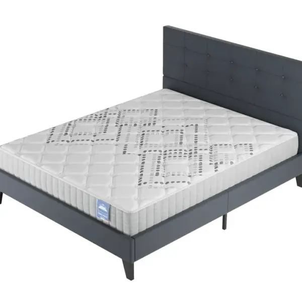 Ensemble Matelas + Lit Avec Tête De Lit 120x190 Cm, Eliha 20 Cm D?épaisseur Mousse Haute Densité