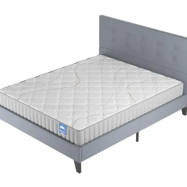 Ensemble 140x190 Cm, Matelas Mousse Accueil Latex + Lit Avec Tête De Lit