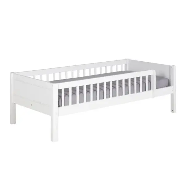 Pack Lit Enfant Avec Barrières Et Matelas Victoria Blanc 90x190 Cm